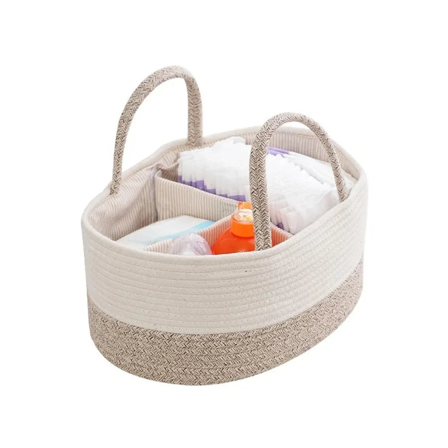 Sac à Langer en Corde de Coton Naturel – Organisateur Couches Bébé Portable
