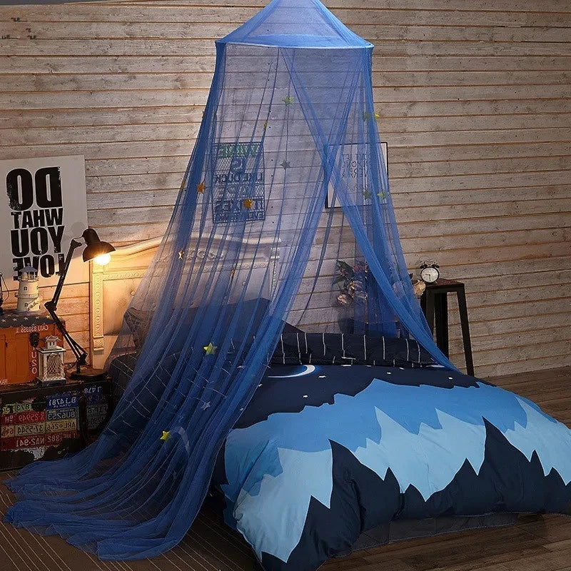 Moustiquaire Dôme Étoiles Bleue – Ciel de Lit Anti-Insectes Enfant