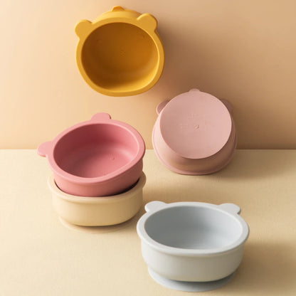 Bol Bébé en Silicone – Forme Ours Mignon | Anti-Dérapant & Sans BPA