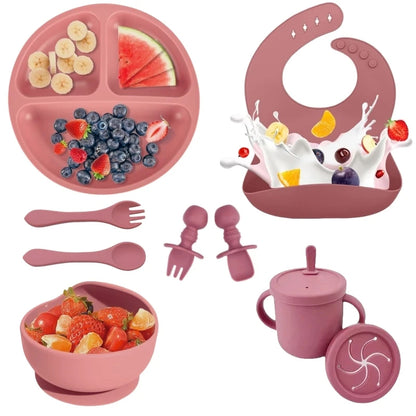Set de Vaisselle en Silicone Sans BPA pour Bébé – 6, 7 ou 9 Pièces