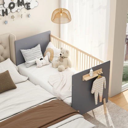 Lit bébé réglable en bois massif – 163 x 80 x 92 cm, 3 hauteurs réglables