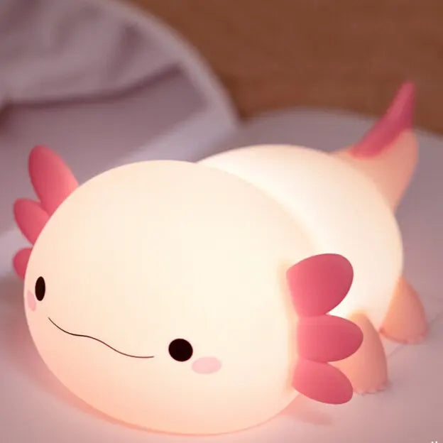 Veilleuse Axolotl Violette pour Enfants – Lampe LED Squishy en Silicone Souple | Certifiée CE