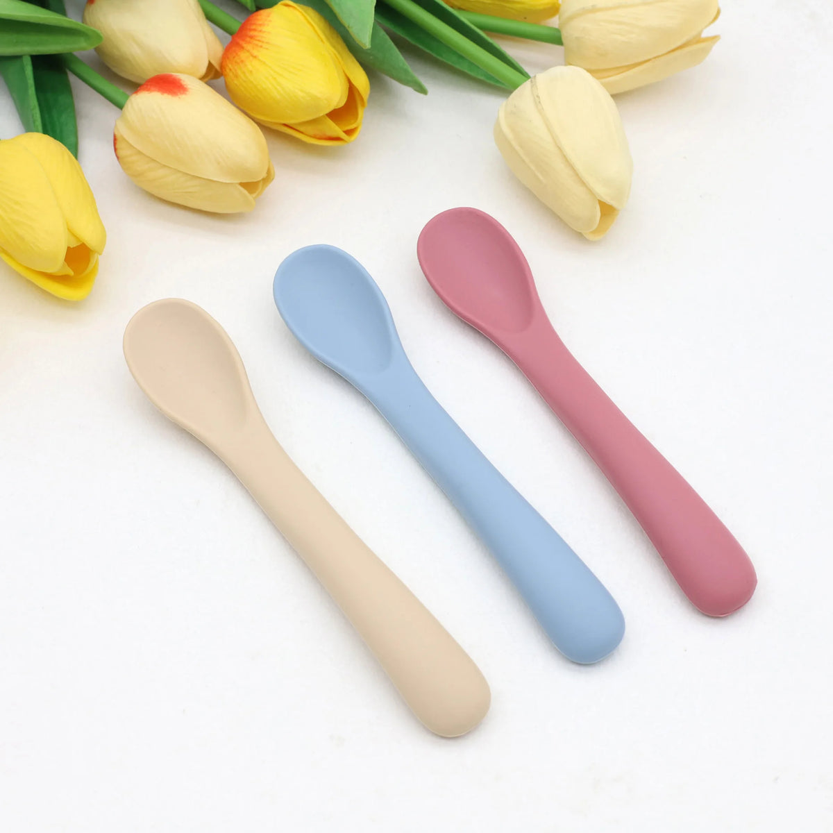 Set 3 Cuillères Souples Silicone Bébé – Dès la Naissance