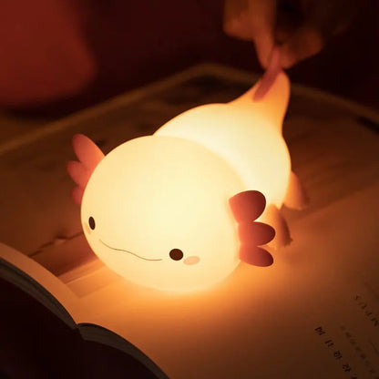 Veilleuse Axolotl Violette pour Enfants – Lampe LED Squishy en Silicone Souple | Certifiée CE