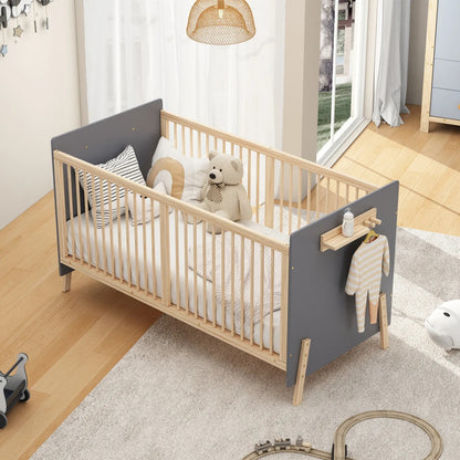 Lit bébé réglable en bois massif – 163 x 80 x 92 cm, 3 hauteurs réglables