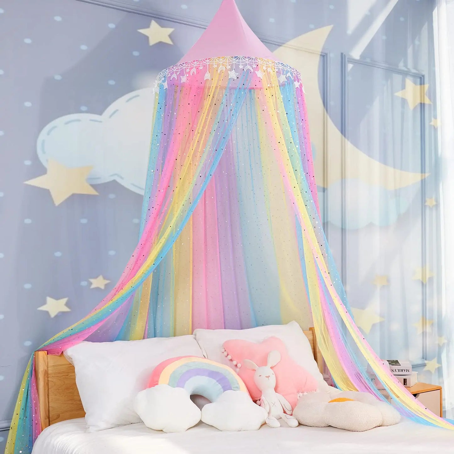Ciel de lit Arc-en-ciel Princesse à Paillettes pour Filles