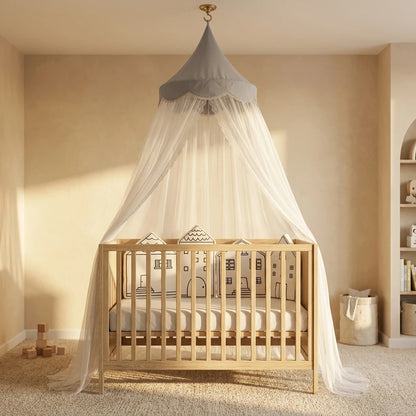 Moustiquaire Princesse Dôme Rond Lit Suspendu Berceau Bébé avec Dentelle