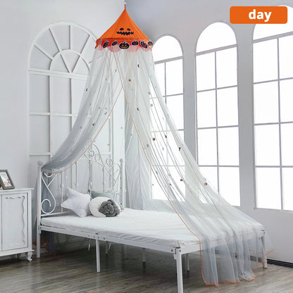 Moustiquaire Phosphorescente Halloween – Rideau de Lit Étoiles Brillantes pour Enfants