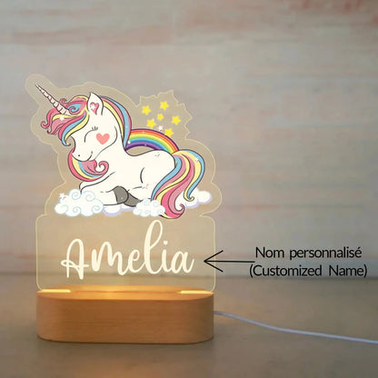 Veilleuse Prénom Personnalisée Bébé – Lampe Animal LED 7 Couleurs