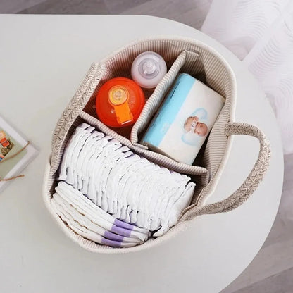 Sac à Langer en Corde de Coton Naturel – Organisateur Couches Bébé Portable