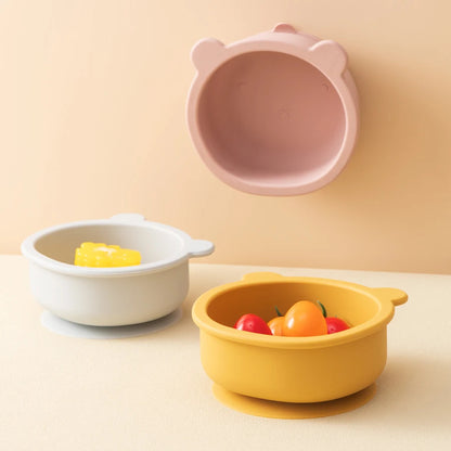 Bol Bébé en Silicone – Forme Ours Mignon | Anti-Dérapant & Sans BPA