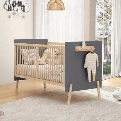 Lit bébé réglable en bois massif – 163 x 80 x 92 cm, 3 hauteurs réglables