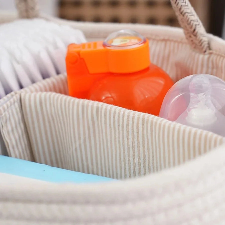 Sac à Langer en Corde de Coton Naturel – Organisateur Couches Bébé Portable
