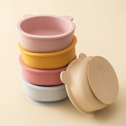 Bol Bébé en Silicone – Forme Ours Mignon | Anti-Dérapant & Sans BPA