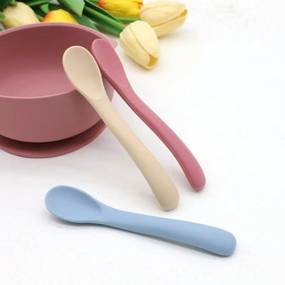 Set 3 Cuillères Souples Silicone Bébé – Dès la Naissance