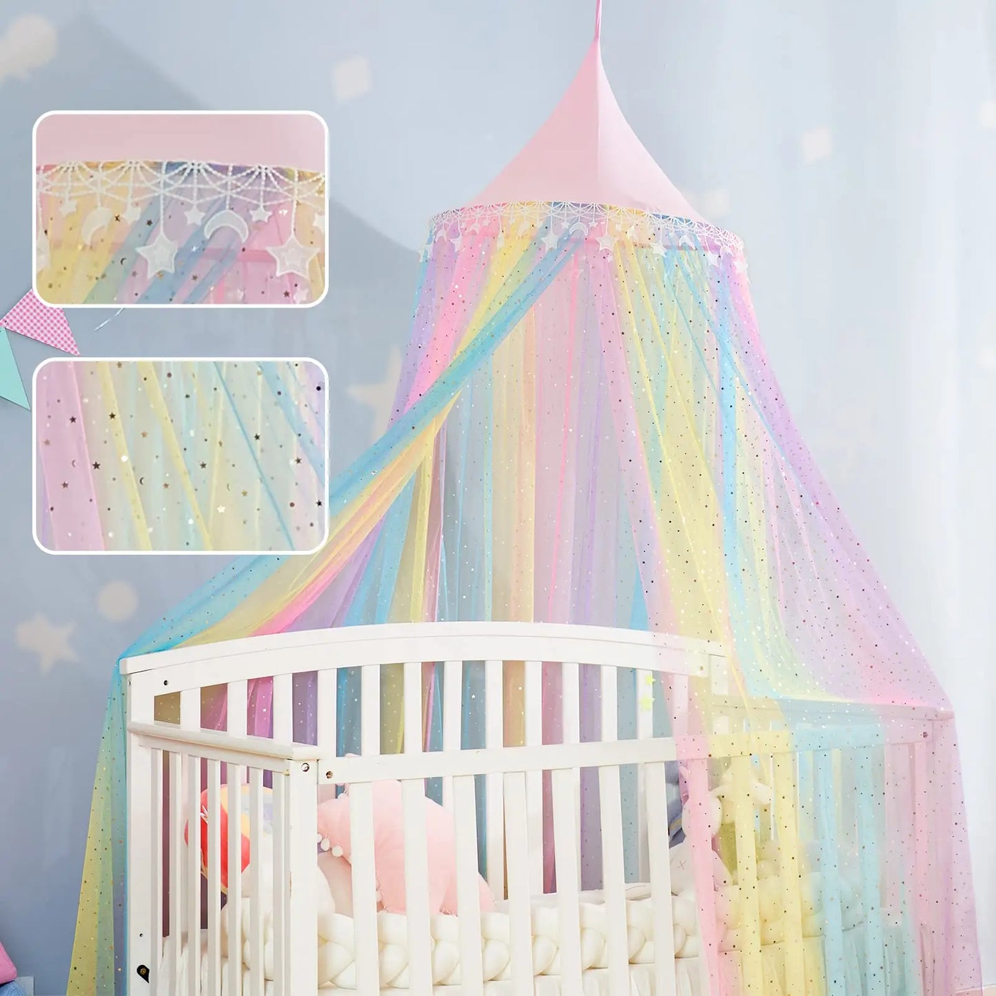 Ciel de lit Arc-en-ciel Princesse à Paillettes pour Filles