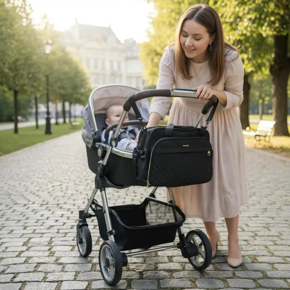 Sac à Langer à Bandoulière Grande Ouverture 18 Poches – Imperméable & Élégant