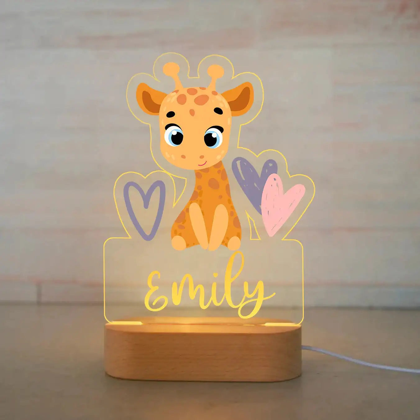 Veilleuse Prénom Personnalisée Bébé – Lampe Animal LED 7 Couleurs