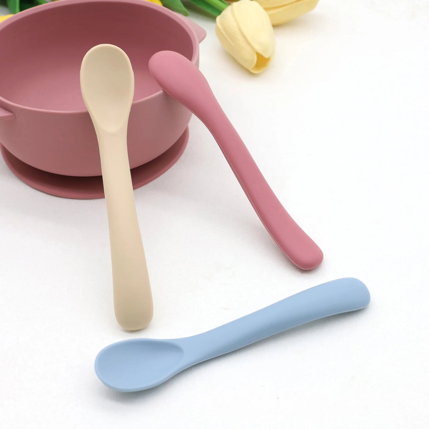 Set 3 Cuillères Souples Silicone Bébé – Dès la Naissance
