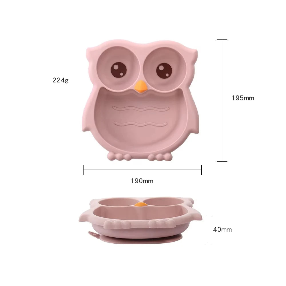 Ensemble repas bébé hibou en silicone 6 pièces | YC