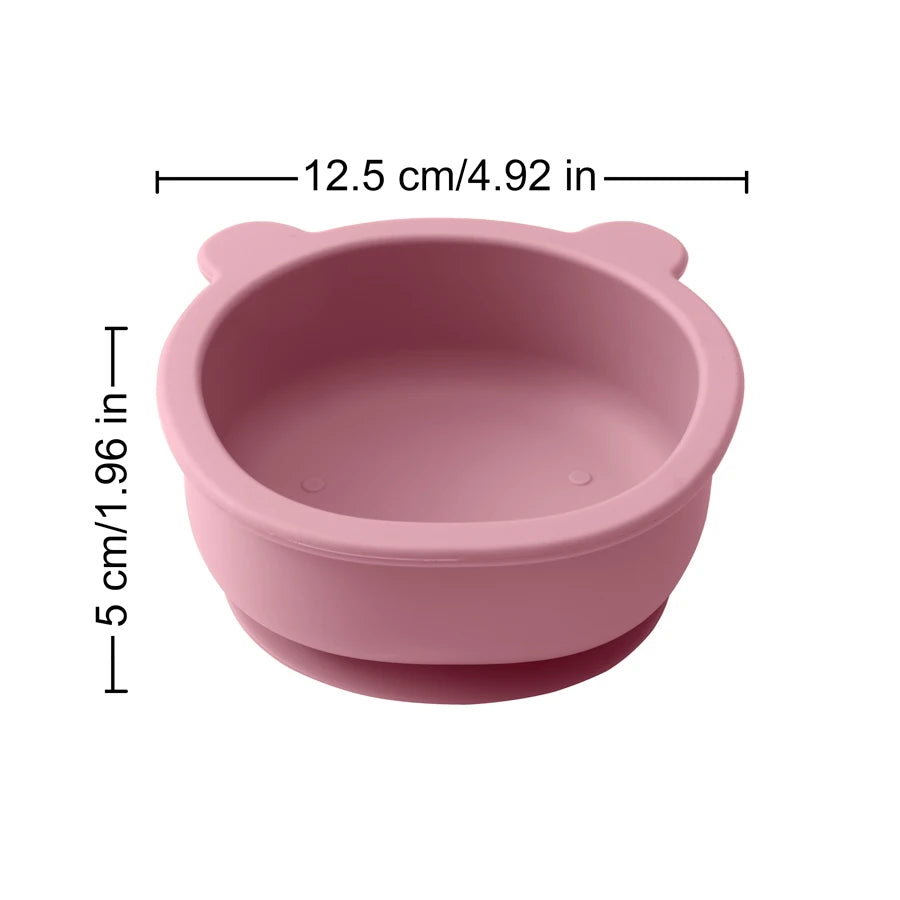 Bol Bébé en Silicone – Forme Ours Mignon | Anti-Dérapant & Sans BPA