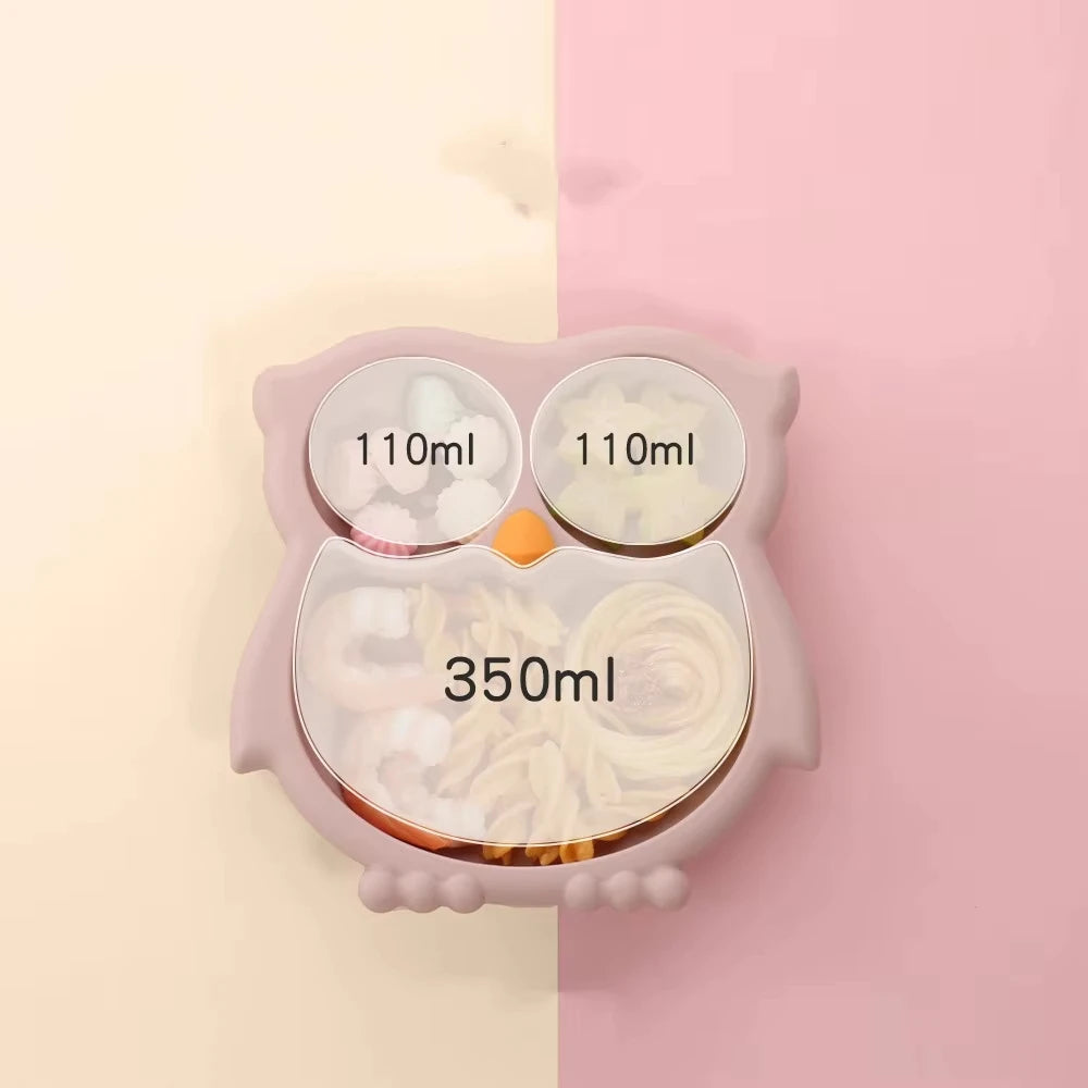 Ensemble repas bébé hibou en silicone 6 pièces | YC