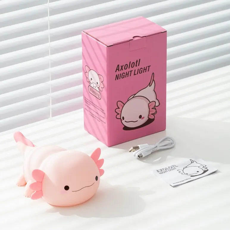 Veilleuse Axolotl Violette pour Enfants – Lampe LED Squishy en Silicone Souple | Certifiée CE