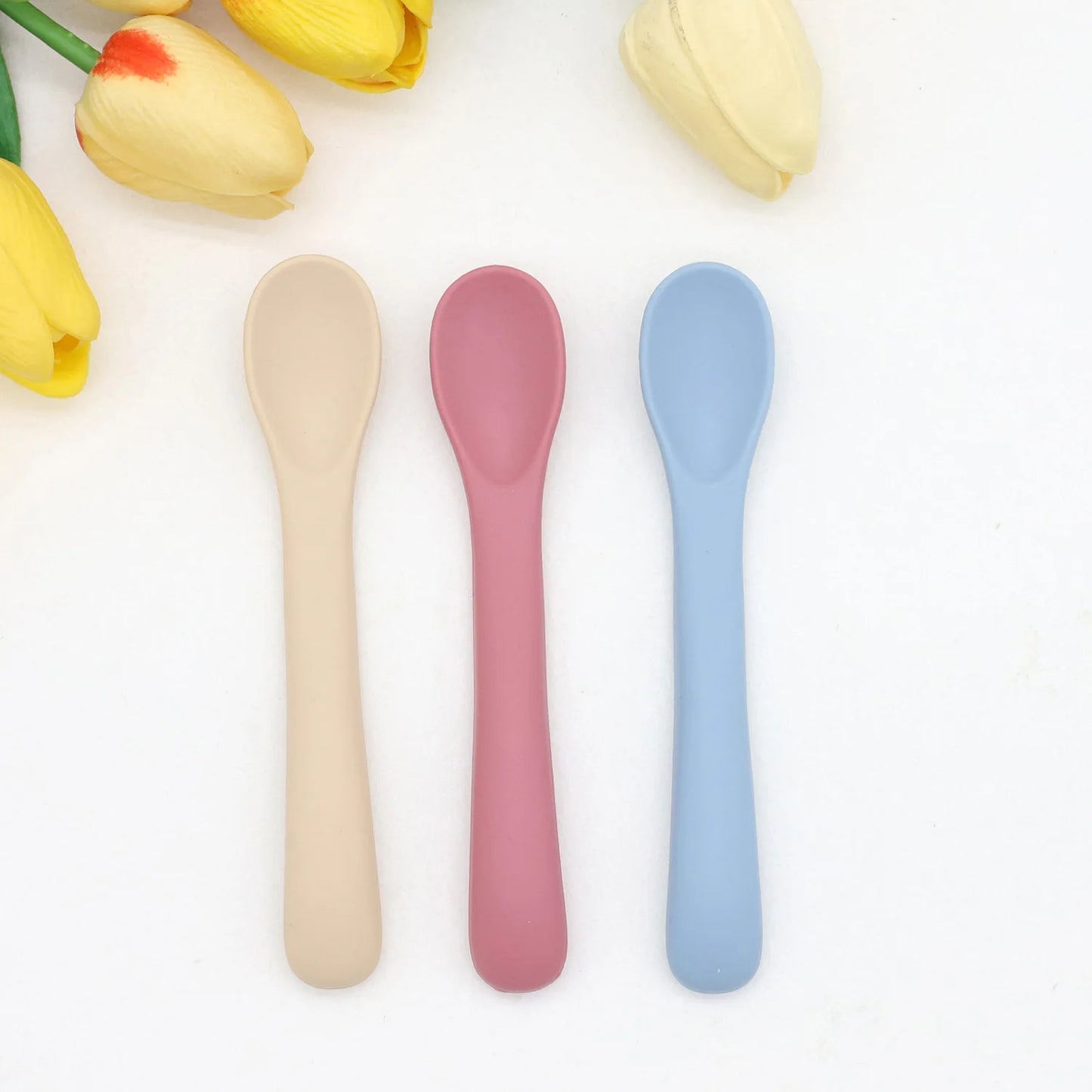 Set 3 Cuillères Souples Silicone Bébé – Dès la Naissance