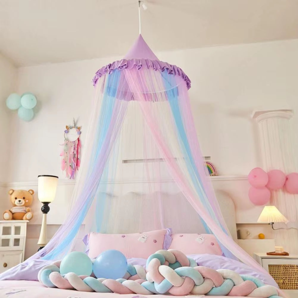 Ciel de lit arc-en-ciel fille | Moustiquaire dôme princesse féerique bébé