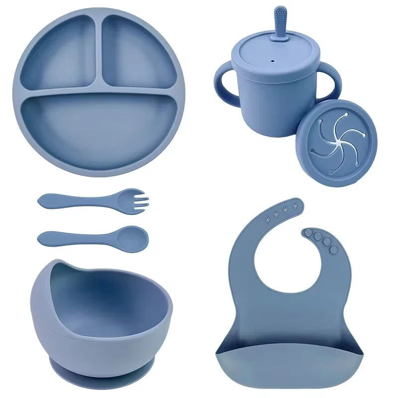 Set de Vaisselle en Silicone Sans BPA pour Bébé – 6, 7 ou 9 Pièces