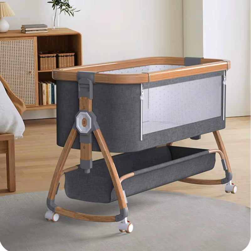 Lit Bébé Multifonctionnel à Roulettes Silencieuses – Joyeuse Planet