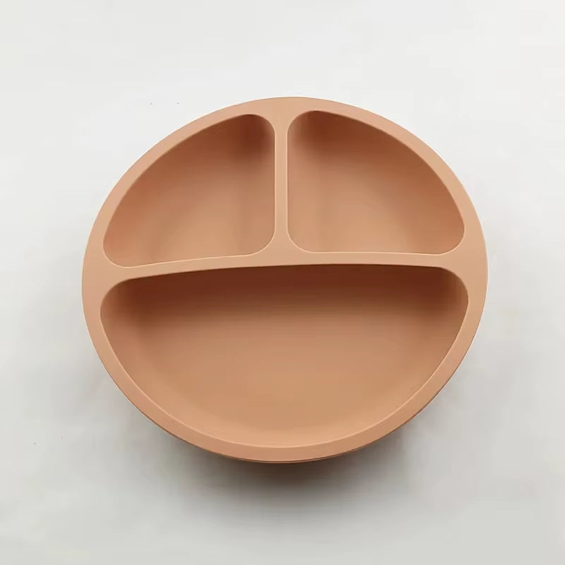 Assiette bébé en silicone avec visage souriant