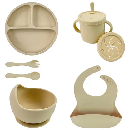 Set de Vaisselle en Silicone Sans BPA pour Bébé – 6, 7 ou 9 Pièces