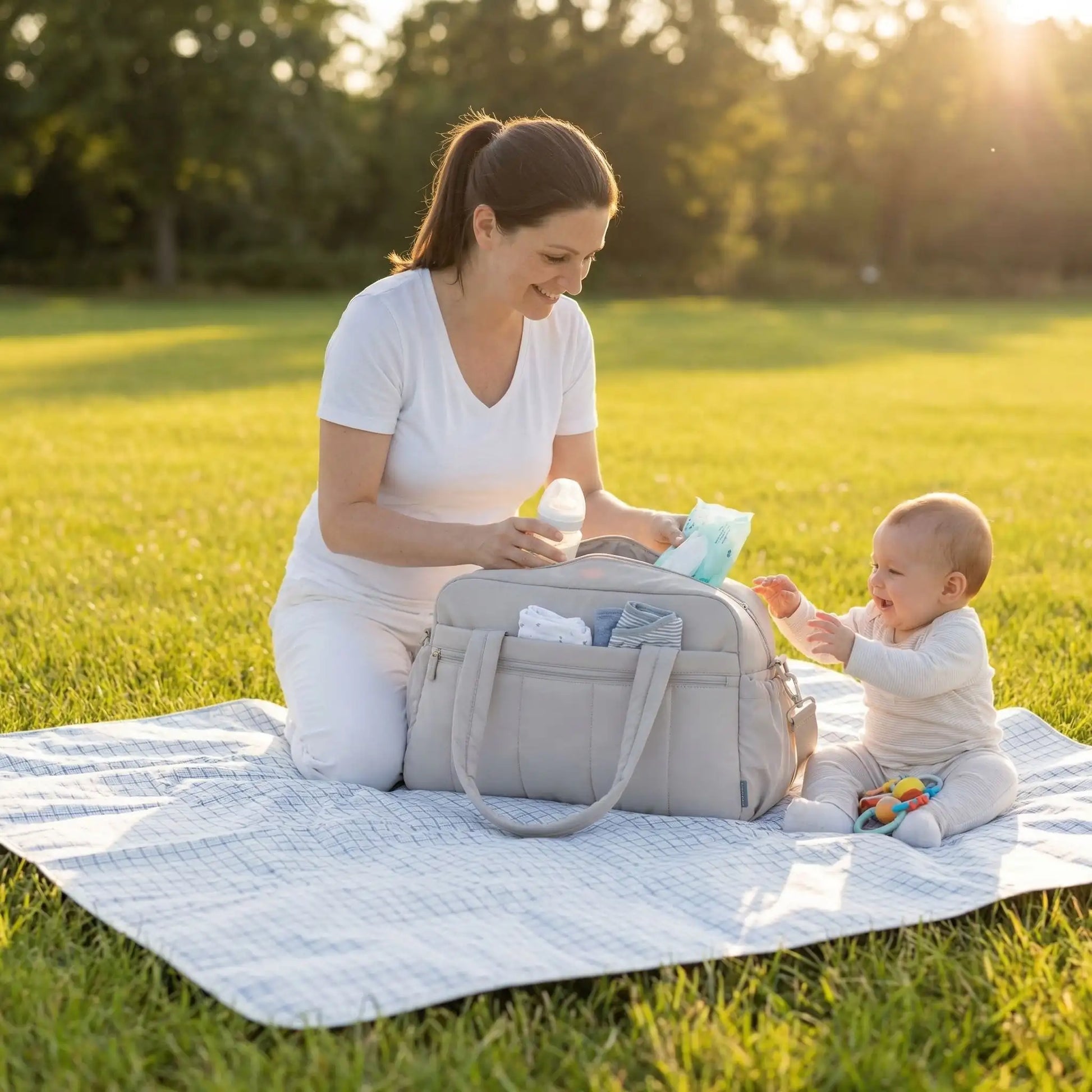 Sac a langer gris  de voyage