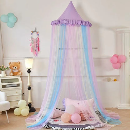 Ciel de lit arc-en-ciel fille | Moustiquaire dôme princesse féerique bébé