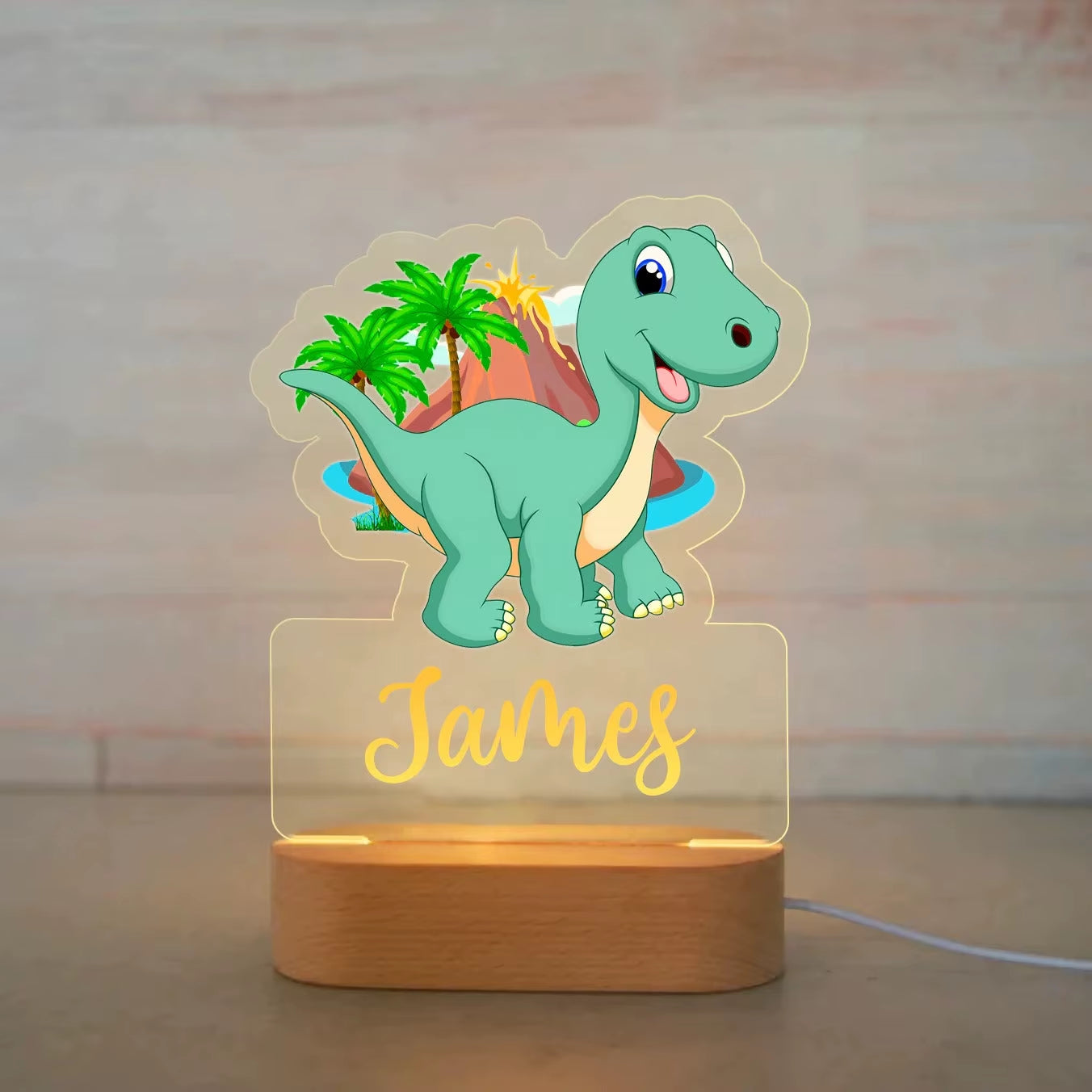 Veilleuse Prénom Personnalisée Bébé – Lampe Animal LED 7 Couleurs