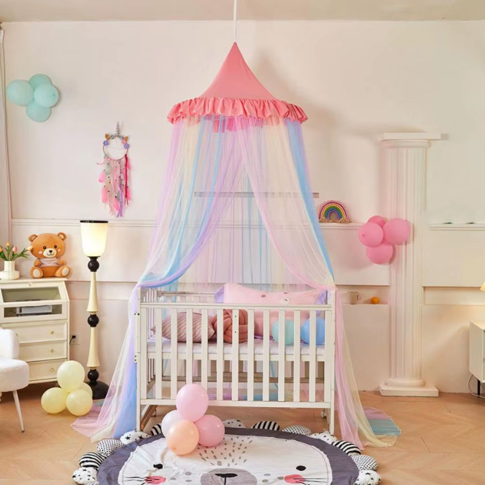 Ciel de lit arc-en-ciel fille | Moustiquaire dôme princesse féerique bébé
