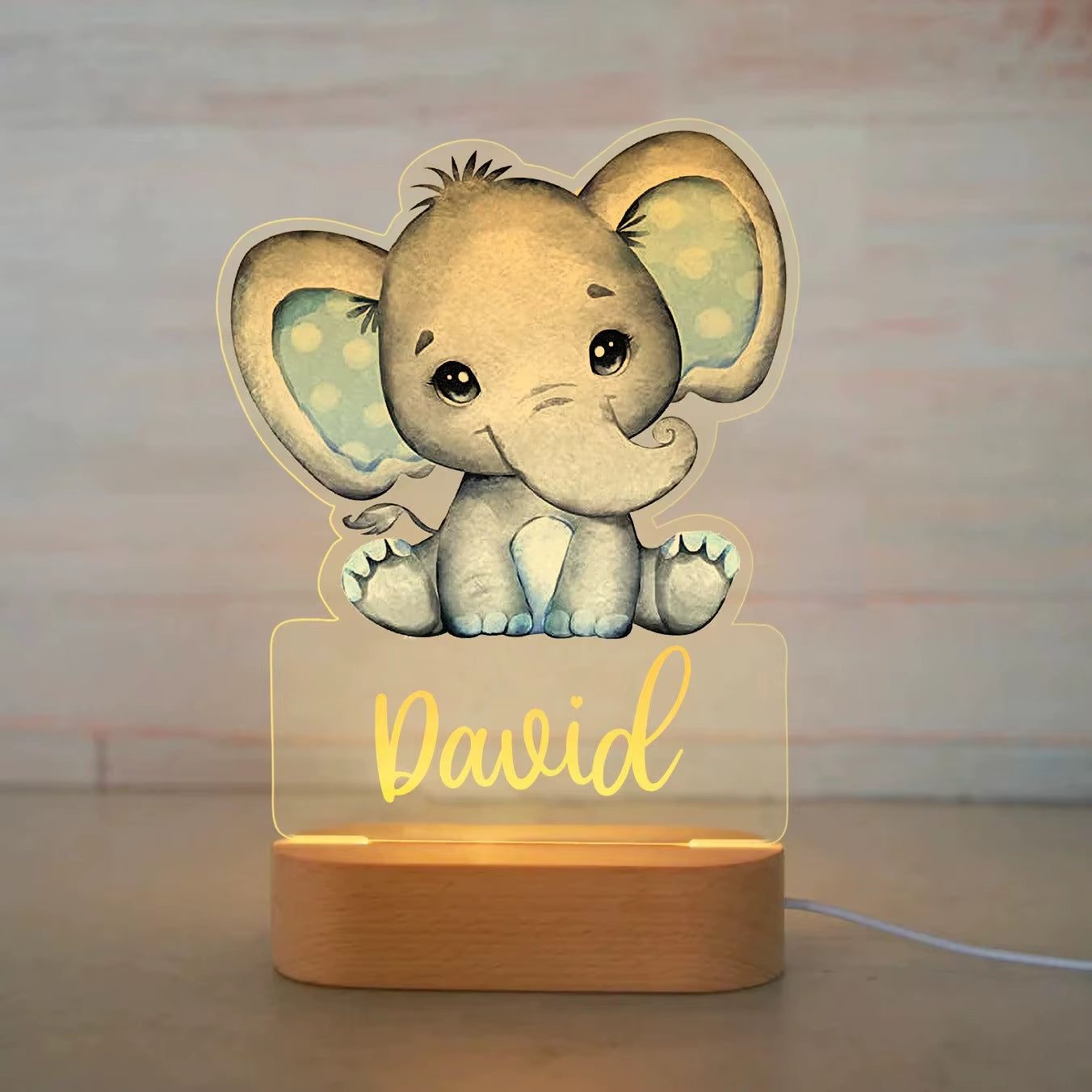 Veilleuse Prénom Personnalisée Bébé – Lampe Animal LED 7 Couleurs