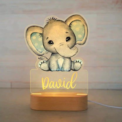 Veilleuse Prénom Personnalisée Bébé – Lampe Animal LED 7 Couleurs