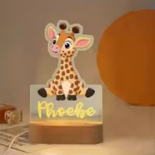 Veilleuse Prénom Personnalisée Bébé – Lampe Animal LED 7 Couleurs