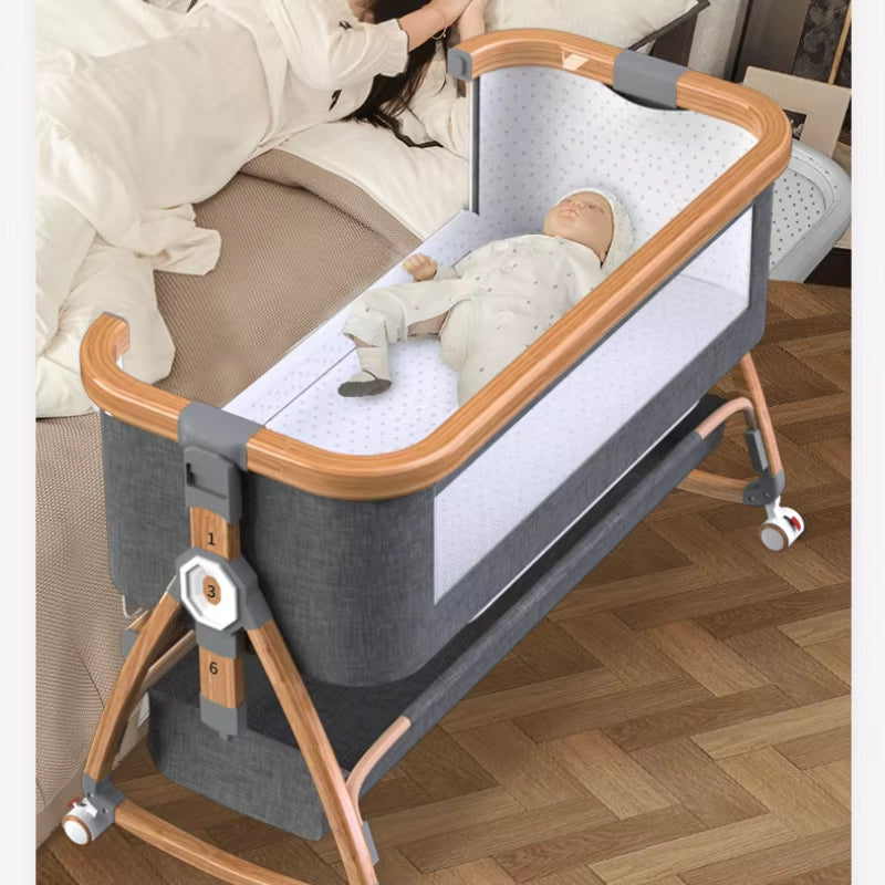 Lit Bébé Multifonctionnel à Roulettes Silencieuses – Joyeuse Planet