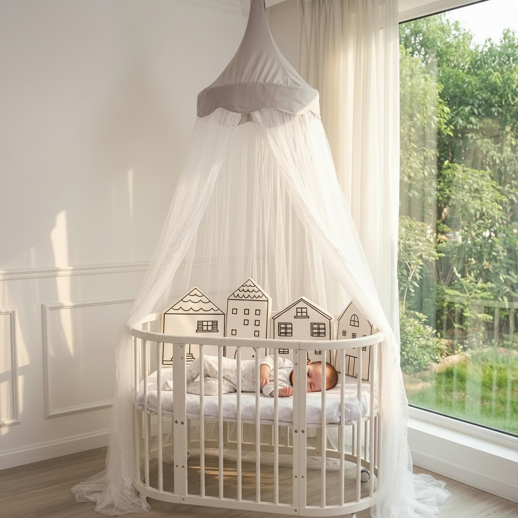 Bébé dormant sous moustiquaire dôme