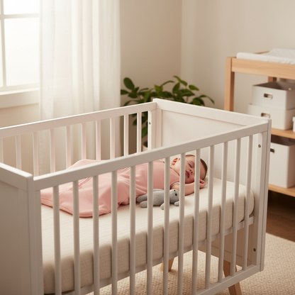 Bébé dort en gigoteuse rose