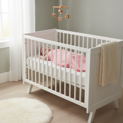 Bébé dort en gigoteuse Woolino rose