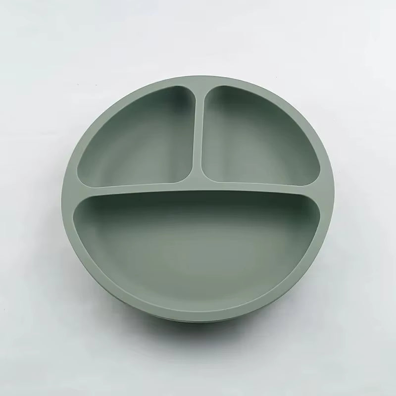 Assiette bébé en silicone avec visage souriant