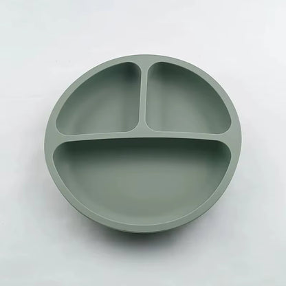 Assiette bébé en silicone avec visage souriant