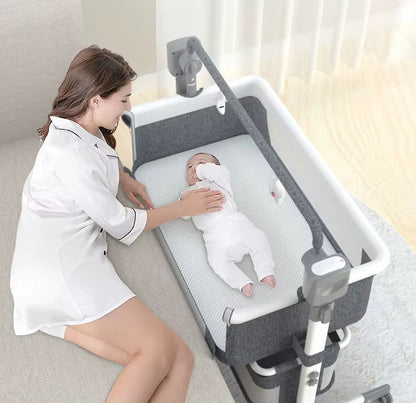 Berceau Bébé 3 en 1 Électrique | Bluetooth & Bercement Auto