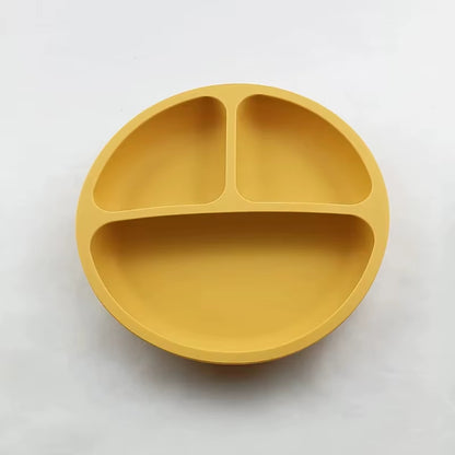 Assiette bébé en silicone avec visage souriant