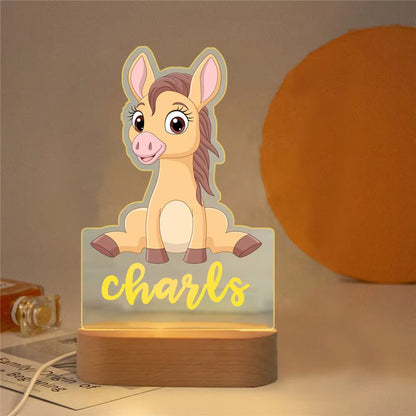 Veilleuse Prénom Personnalisée Bébé – Lampe Animal LED 7 Couleurs