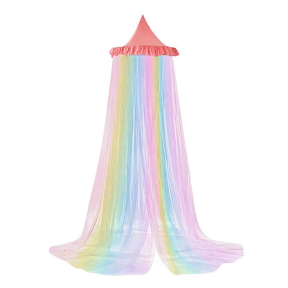 Ciel de lit arc-en-ciel fille | Moustiquaire dôme princesse féerique bébé